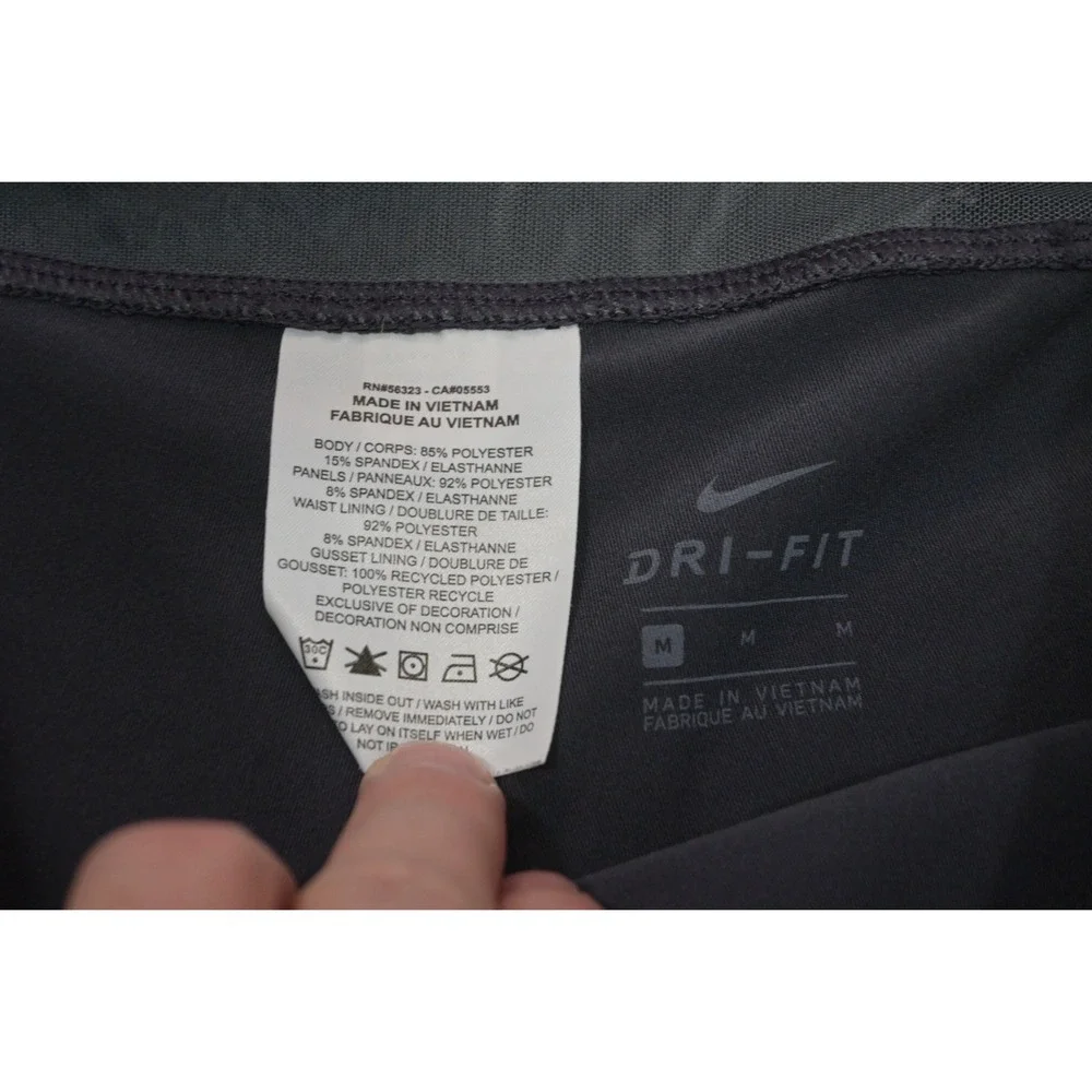 Nike Dri-FIT Leggings Womens Medium Gray Drawstring Pockets Athletic Excellent‎